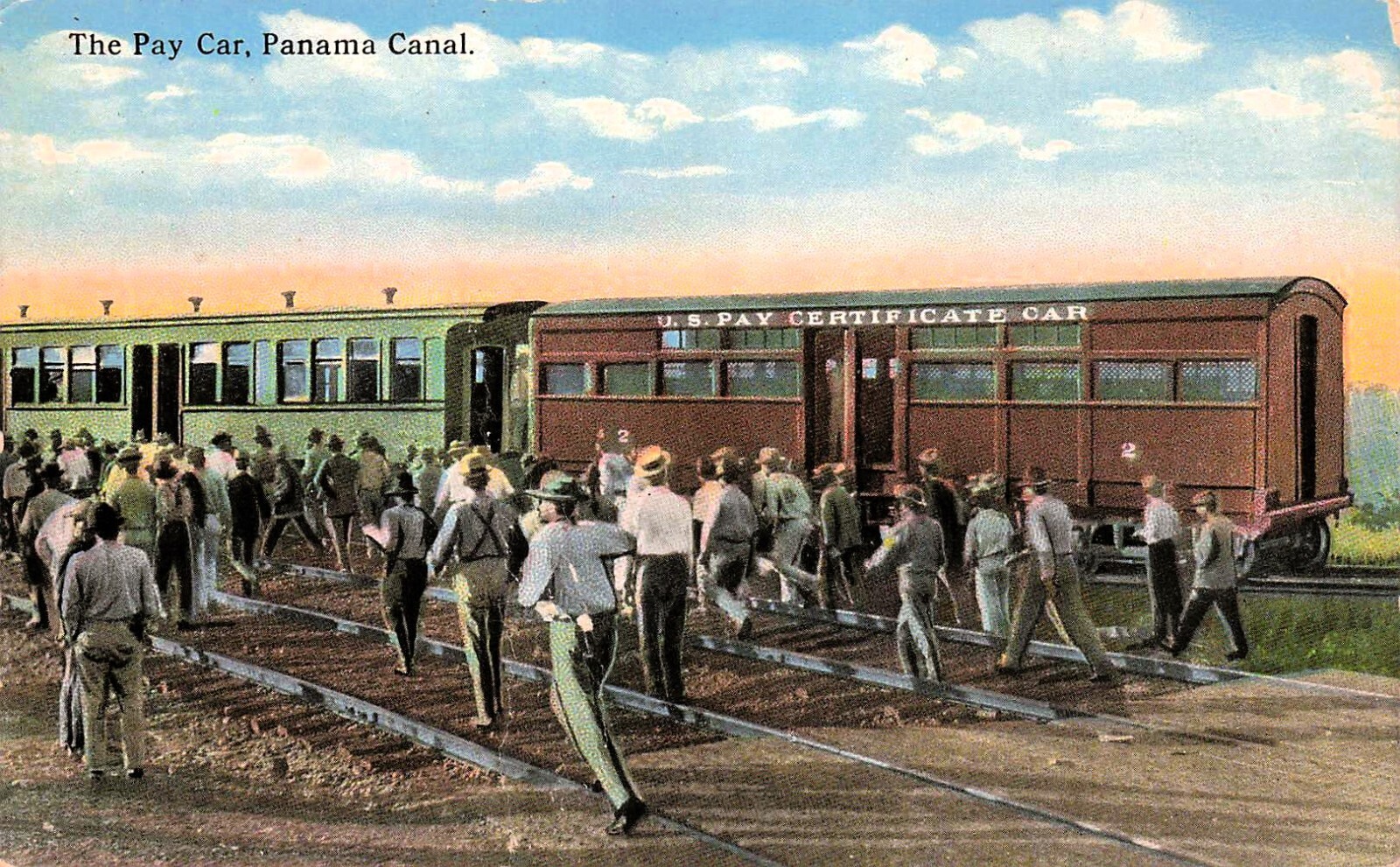 Panama Canal Zone Employee Pay Car Railroad Train Balboa to Colon Postcard F16