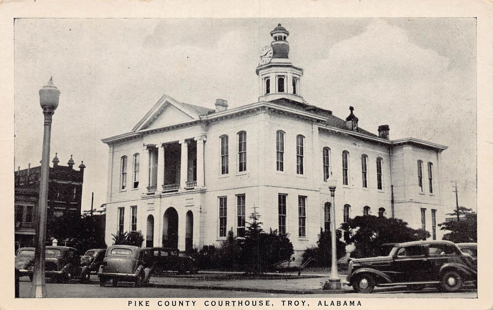 J74/ Troy Alabama Postcard c1940s Pike County Court House 194 J74/ Troy Alabama Postcard c1940s Pike County Court House 194
