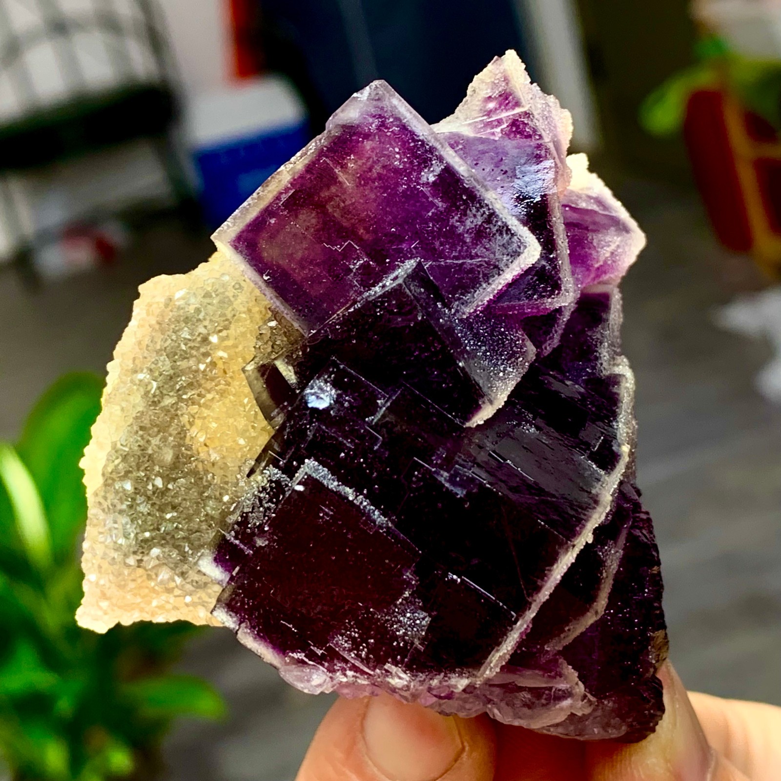 154g Rare transparent purple cubic fluorite mineral crystal sample/China