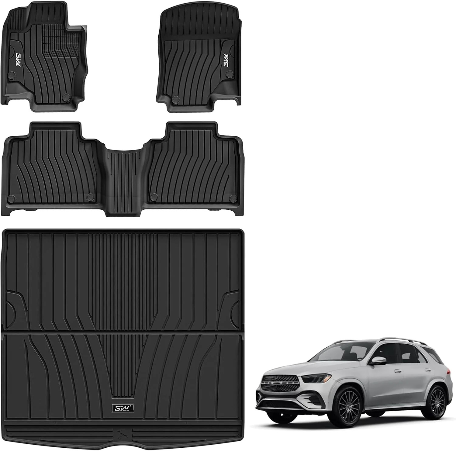 3W Floor Mats & Cargo Liner for Mercedes Benz GLE 2020-2026 350/450/53 AMG (Fit 3W Floor Mats & Cargo Liner for Mercedes Benz GLE 2020-2026 350/450/53 AMG (Fit