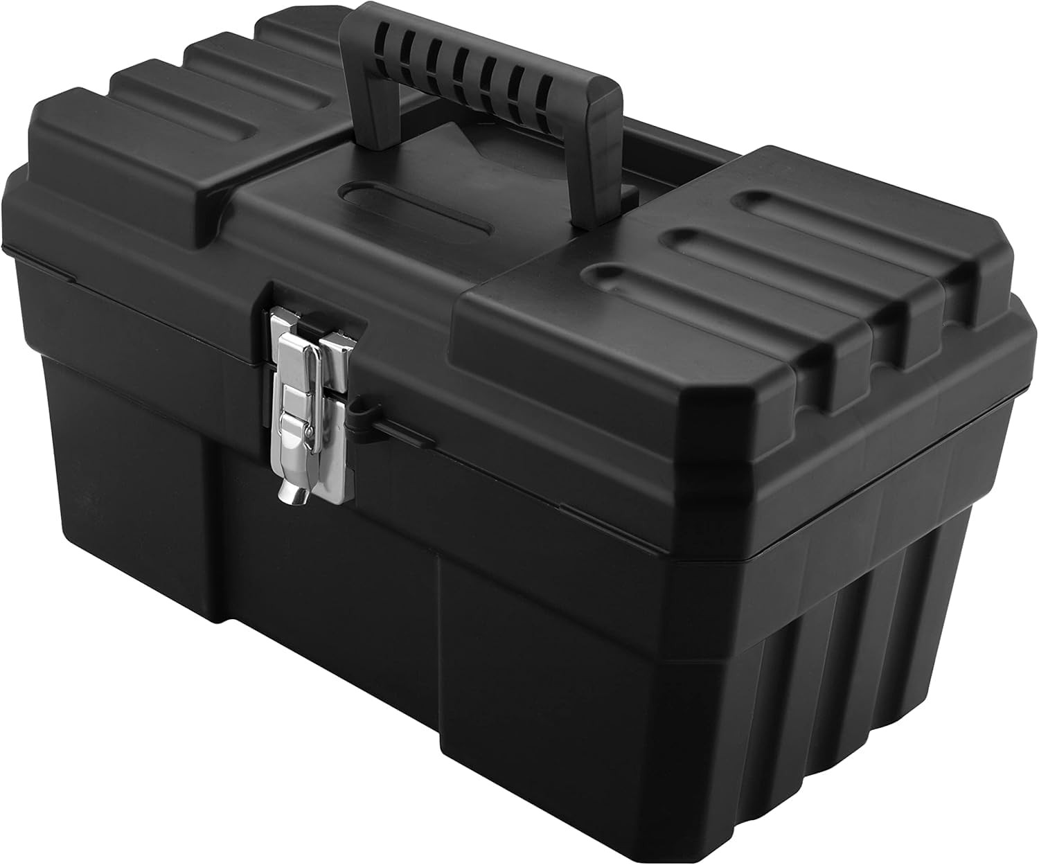 Plastic Toolbox with Removable Tray Steel Latch for Multipurpose Storage