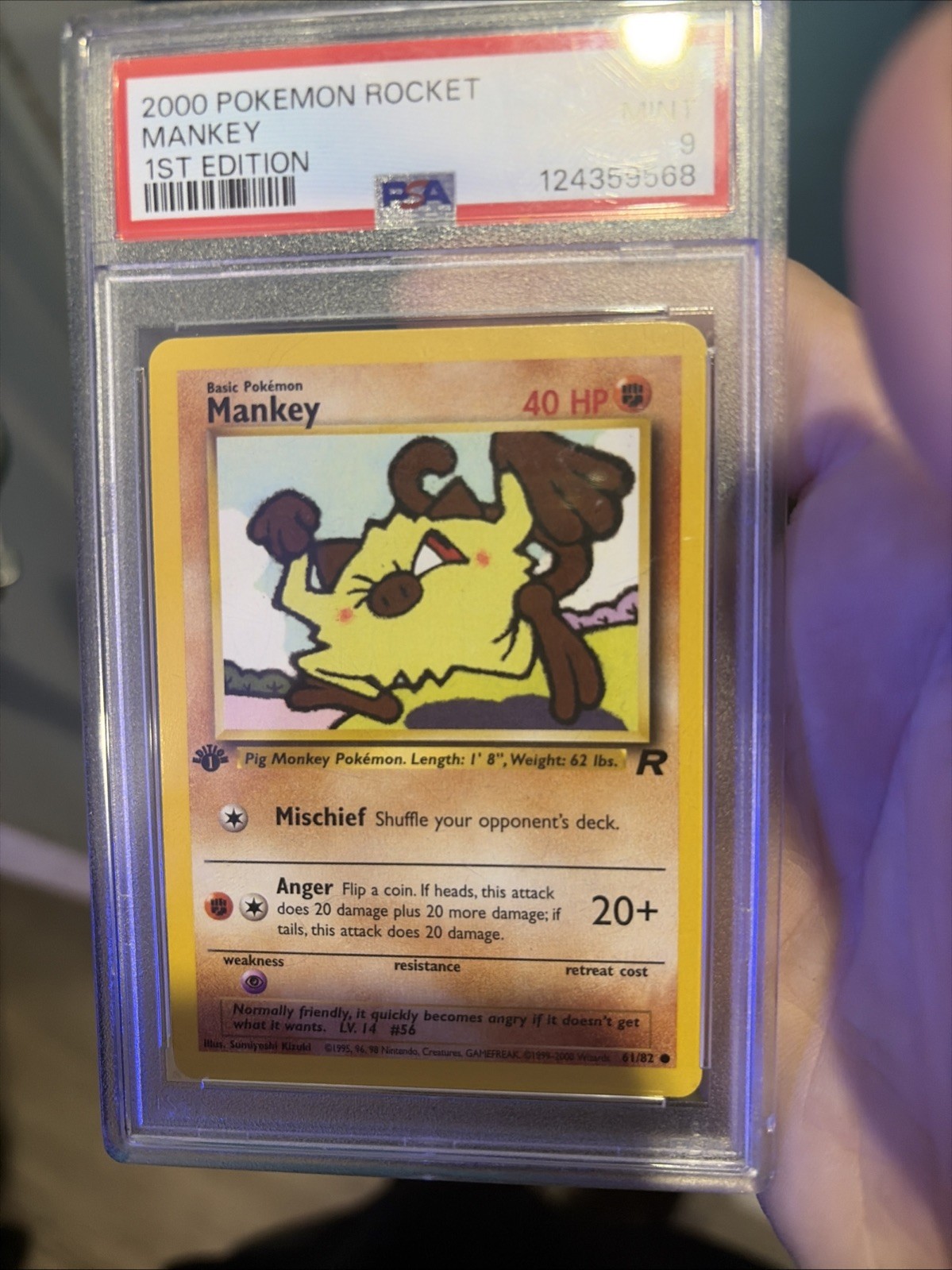 2000 pokemon team rocket Mankey 1st edition 61/82