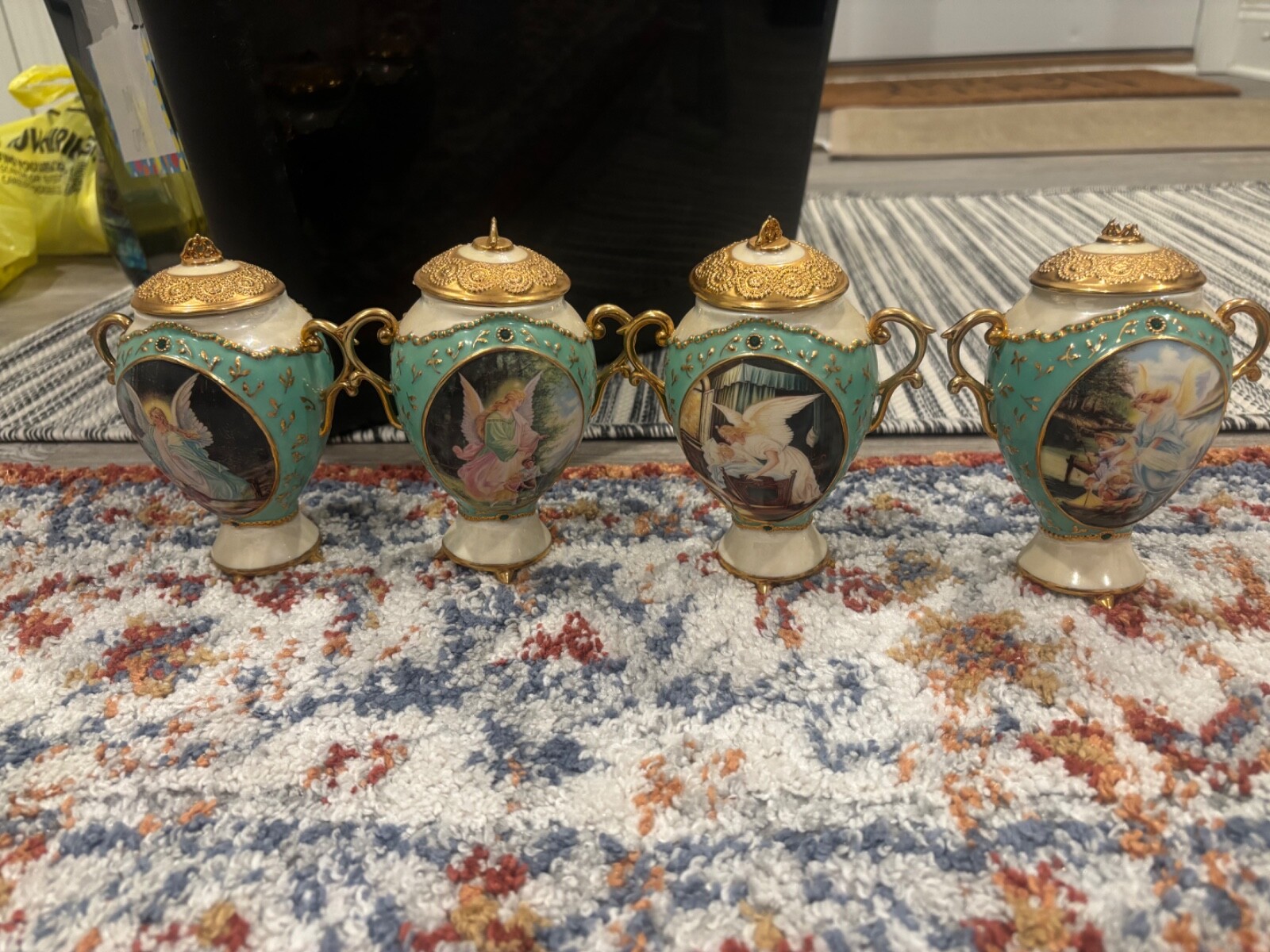 Four Vintage 2001 Ardleigh Elliot GENTLE GARDEN Heirloom Porcelain Music Boxes Four Vintage 2001 Ardleigh Elliot GENTLE GARDEN Heirloom Porcelain Music Boxes