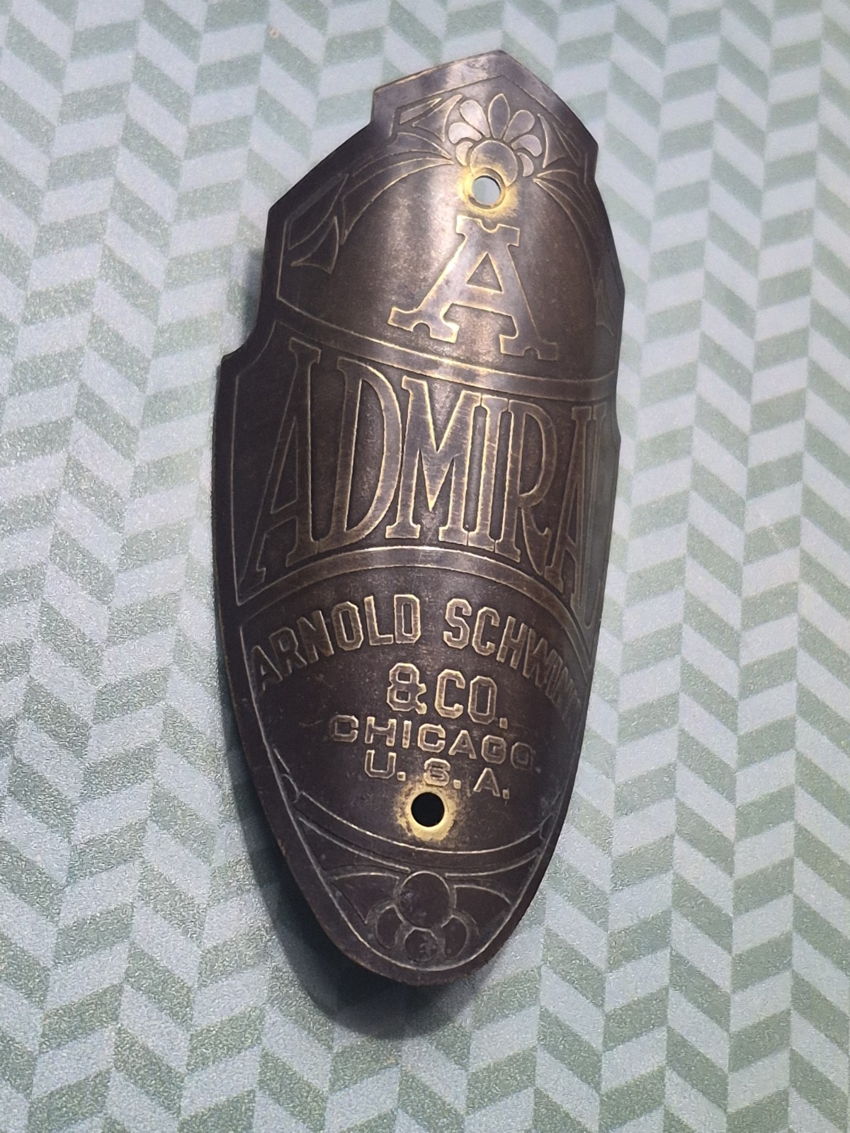 Vintage Prewar Postwar Schwinn Admiral Bicycle Head Badge Autocycle Whizzer Dx Vintage Prewar Postwar Schwinn Admiral Bicycle Head Badge Autocycle Whizzer Dx