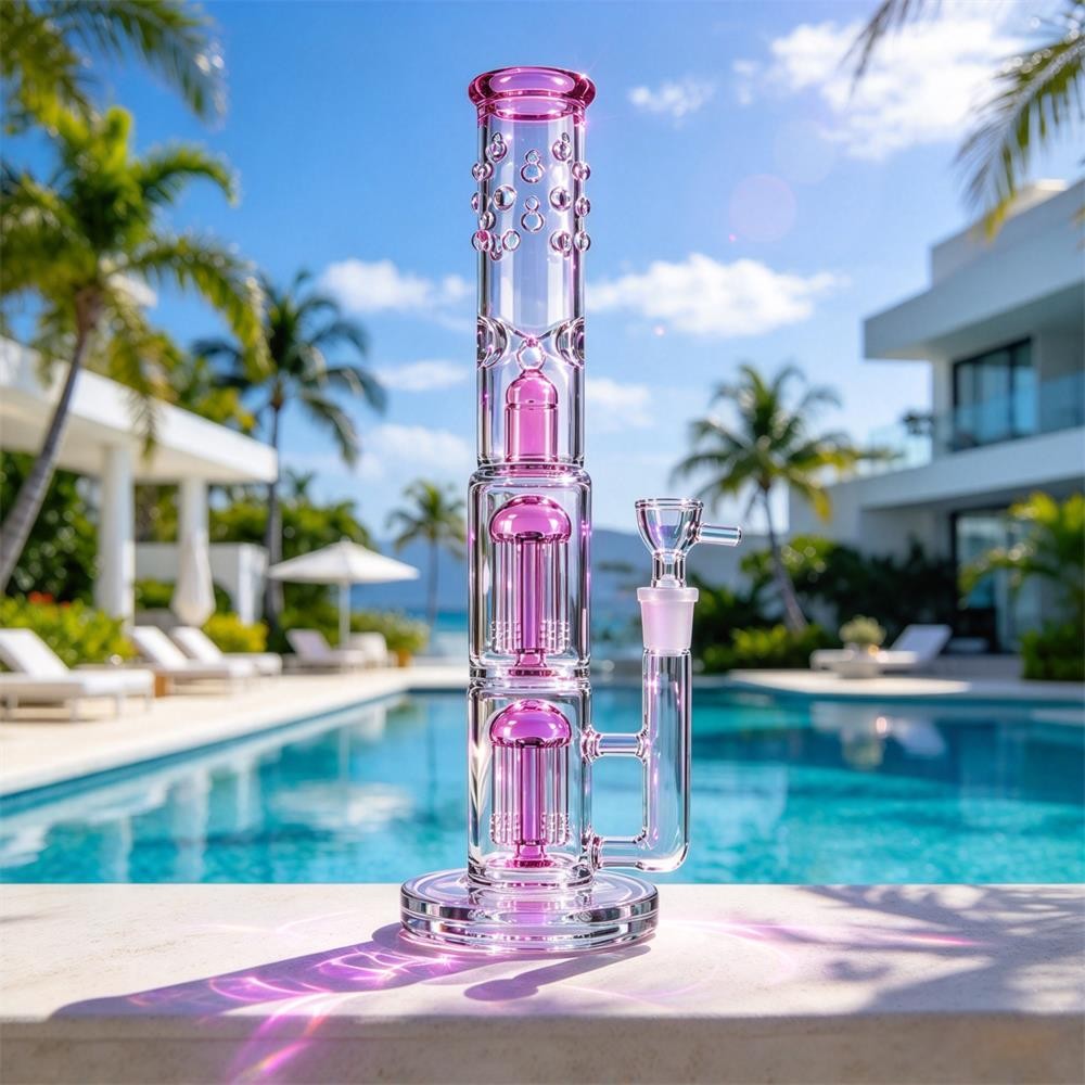 16 Inch Pink Heavy Glass Bong Shisha Percolate Hookah Water Pipe W/ICE 18mm Bowl 16 Inch Pink Heavy Glass Bong Shisha Percolate Hookah Water Pipe W/ICE 18mm Bowl