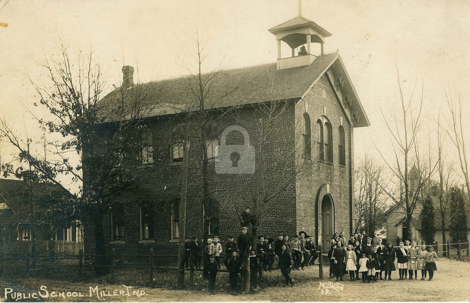 Public School, Miller IN Indiana RPPC Photo Postcard COPY