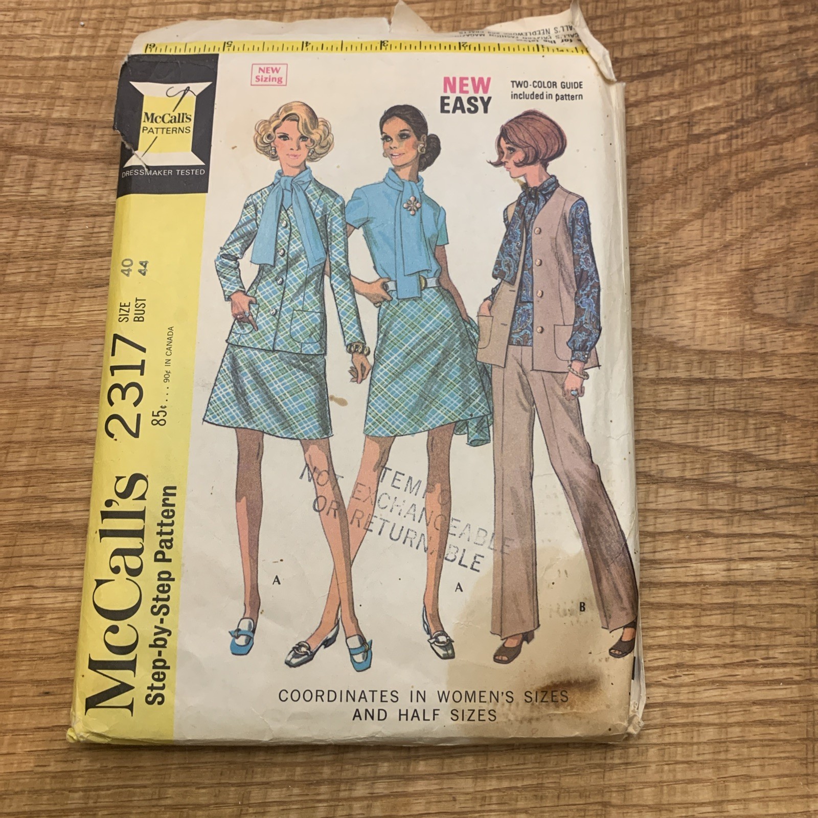 *LOVELY VTG 1970s BLOUSE SKIRT PANTS & JACKET  Sewing Pattern 2317