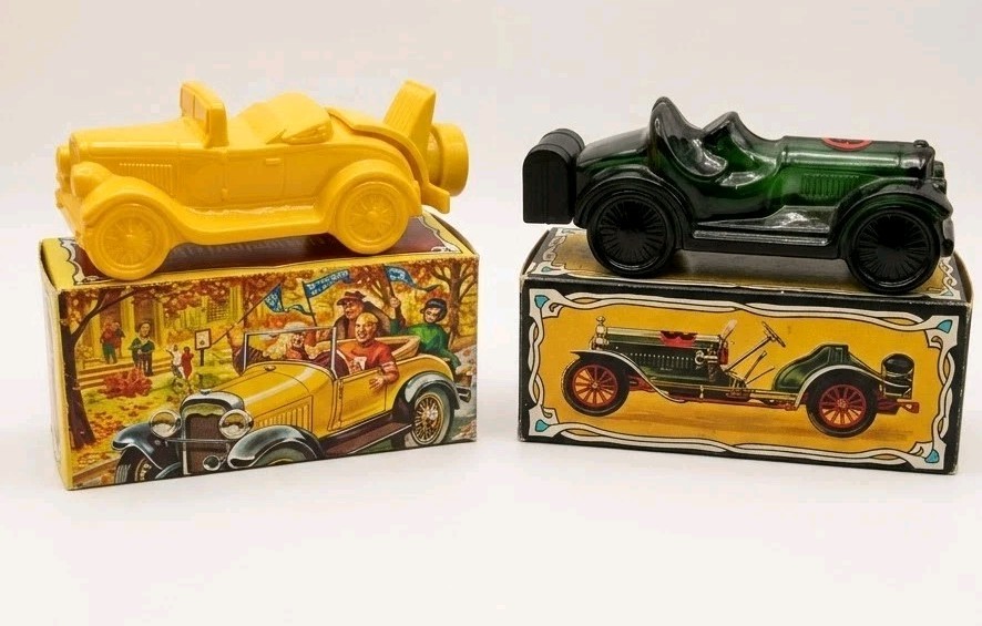 Vintage Avon Car Decanters Lot Model A & Straight Eight w/ Original Boxes