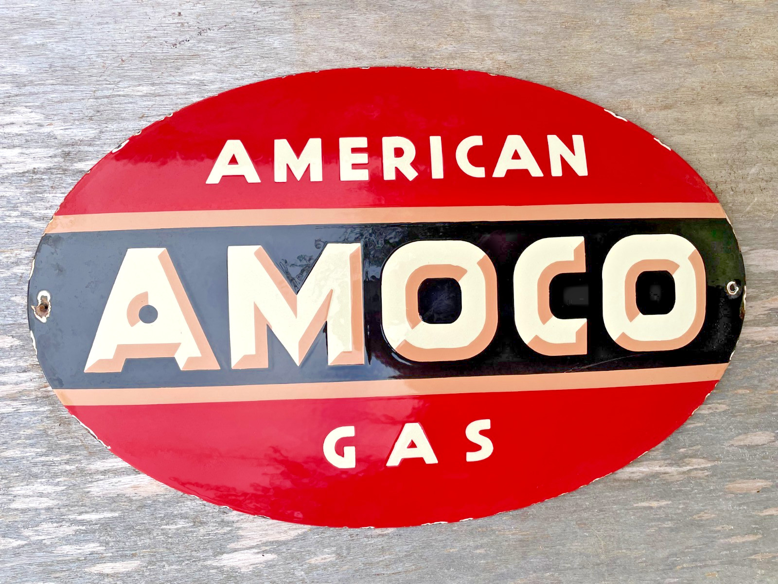AMOCO porcelain sign advertising vintage gas oil garage 24