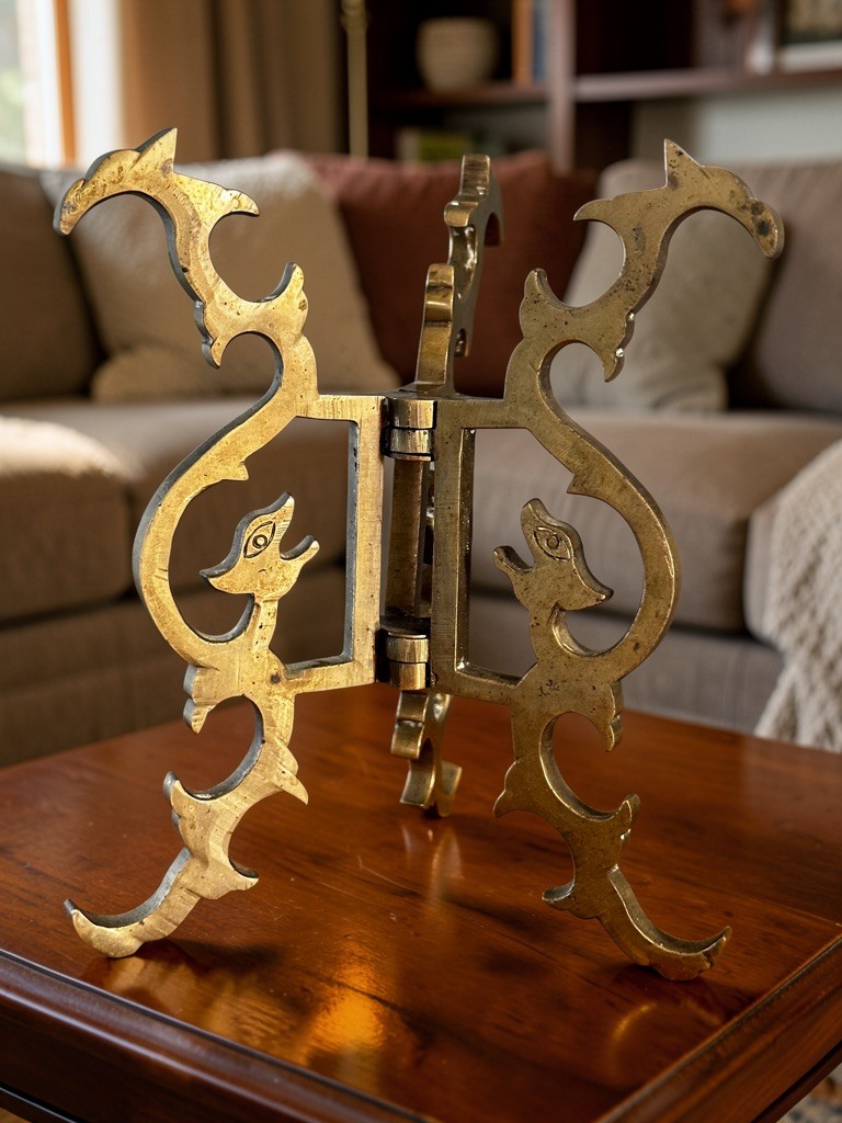 Vintage Chinese Brass Folding Dragon Tripod Stand Bowl Display Holder Antique 