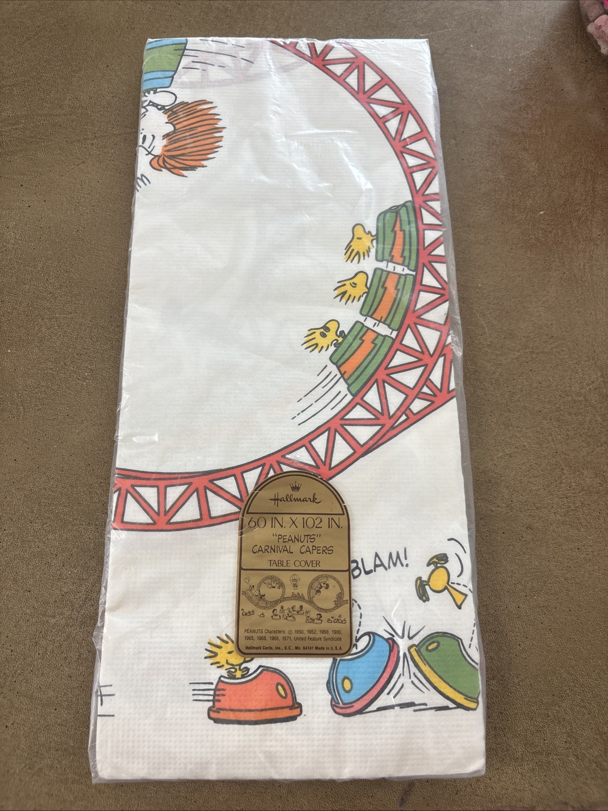 NOS-Vintage Hallmark Peanuts Carnival Capers Table Cover- Factory Sealed