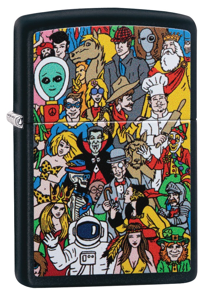 Zippo Where\'s Windy Design Black Matte Windproof Pocket Lighter, 218-074227 Zippo Where\'s Windy Design Black Matte Windproof Pocket Lighter, 218-074227