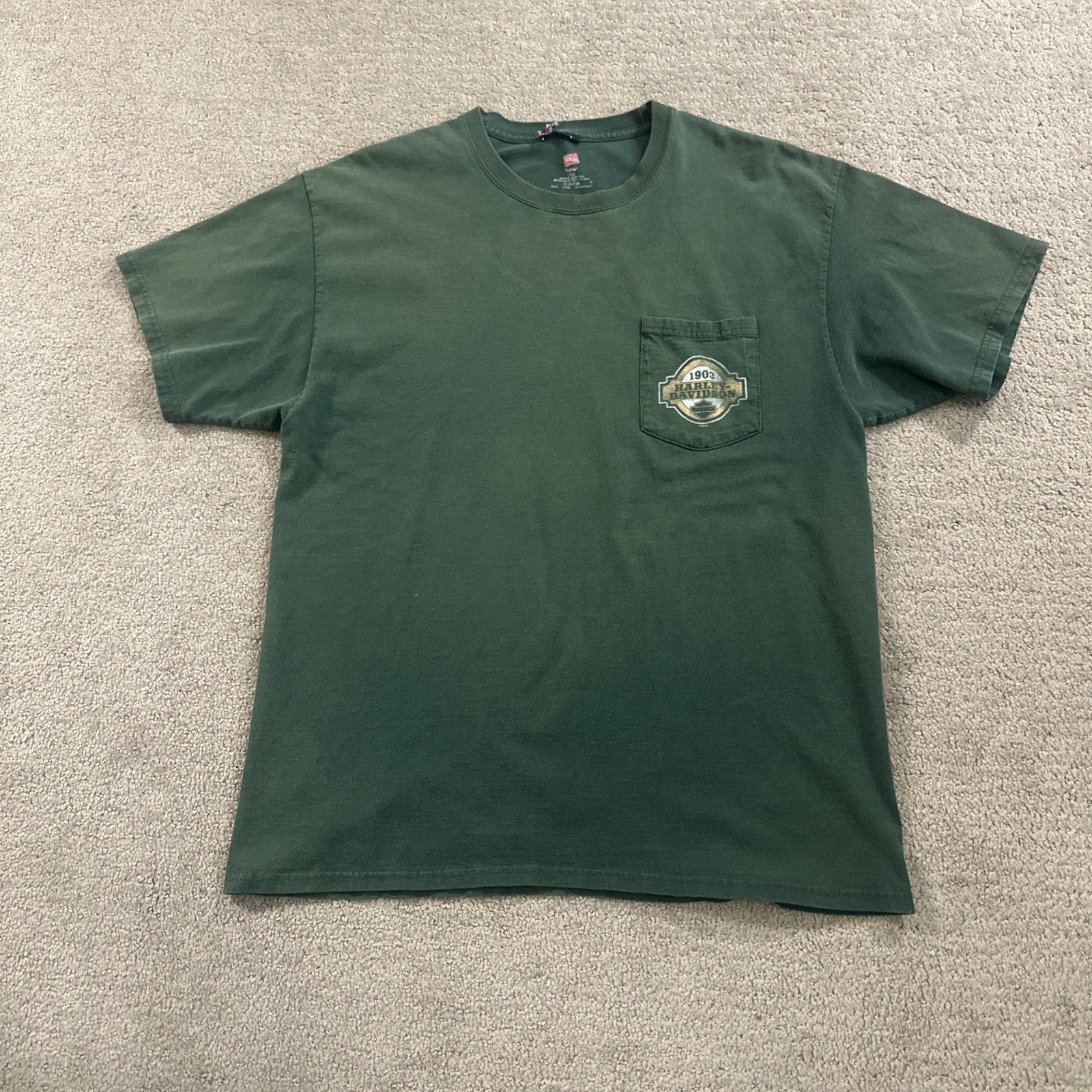 Vintage Harley-Davidson Los Angeles Motorcycles Green Pocket T-Shirt Large
