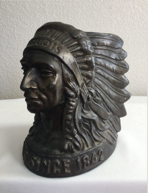Rare Iroquois Beer Indian Head Beer Advertising Metal Figure 6\