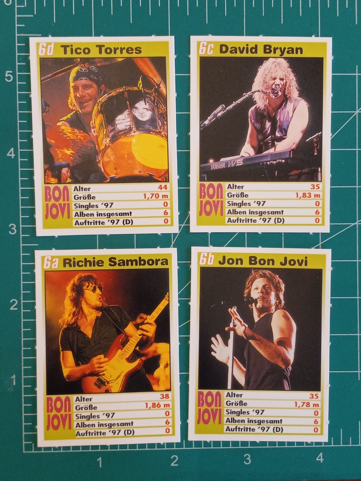 SET-4 1998 BRAVO STAR QUARTETT GROUP BAND CARD JON BON JOVI RICHIE SAMBORA TICO