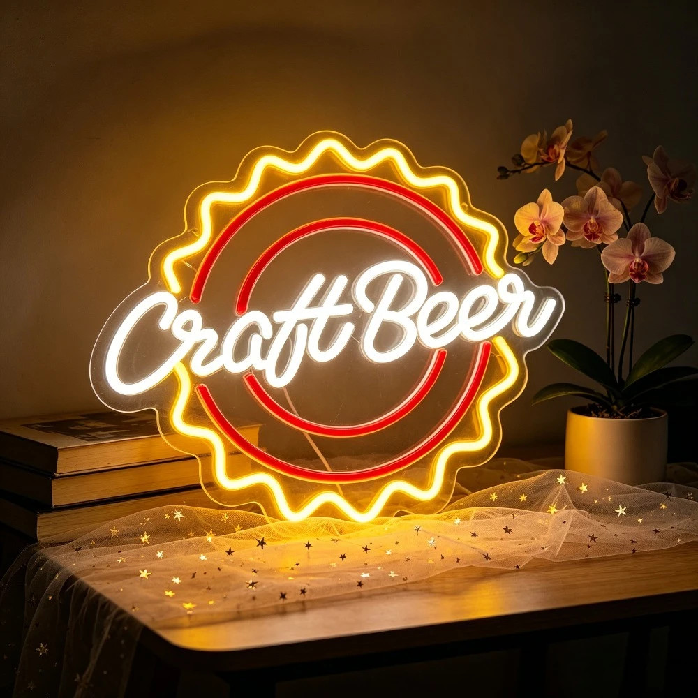 Craft Beer LED Neon Light Dimmable USB Hanging Light for Bar Pub BBQ Restaurant
