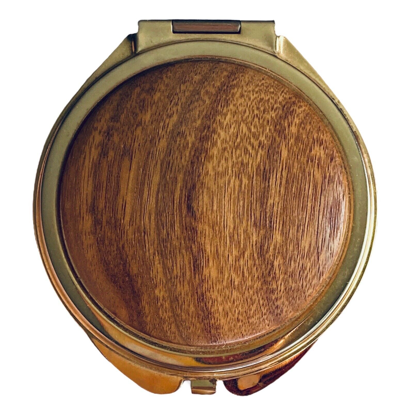 Vintage Wood Grain Compact Hand Mirror For Purse Makeup Handbag A31
