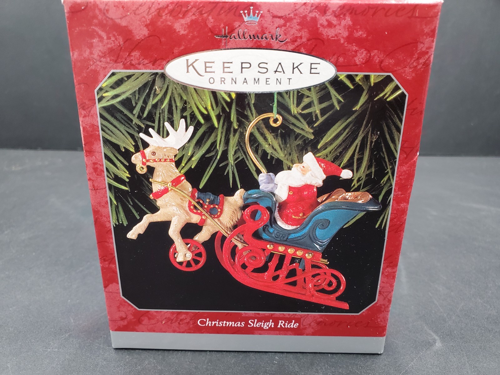 🎅🦌Vintage 1998 Hallmark Keepsake Christmas Ornament Santa Sleigh Ride🦌🎅
