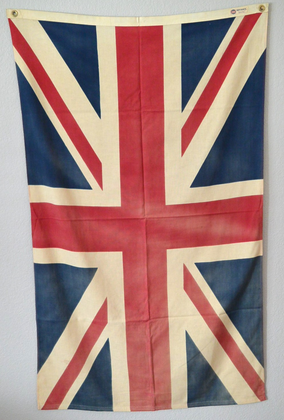 VTG Annin Defiance 100% Cotton Sewn Brittish Weathered Flag Textile Art LG 3x5' VTG Annin Defiance 100% Cotton Sewn Brittish Weathered Flag Textile Art LG 3x5'