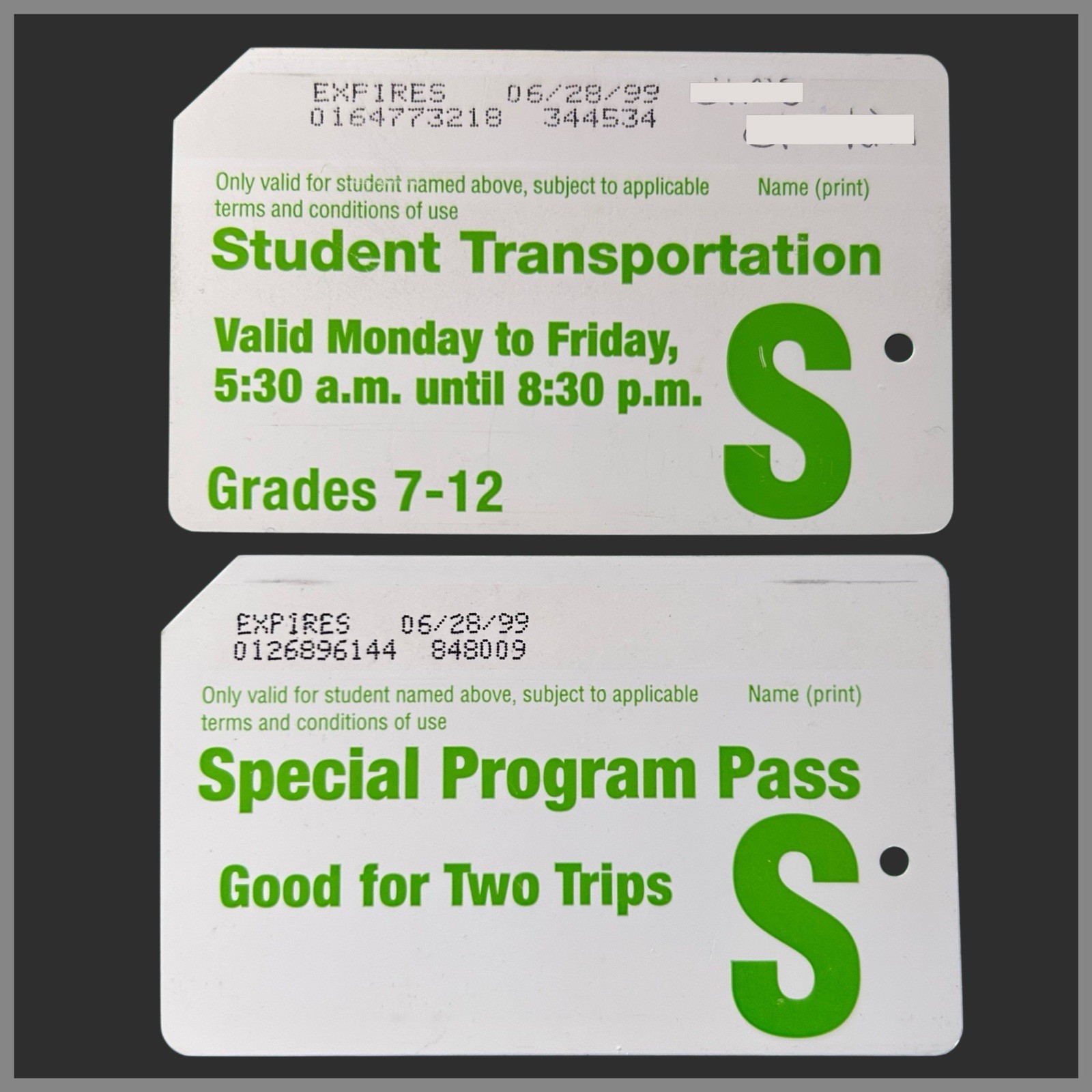 Rare 1999 Student Transportation & Special Pass Green MetroCard Collectible. Rare 1999 Student Transportation & Special Pass Green MetroCard Collectible.