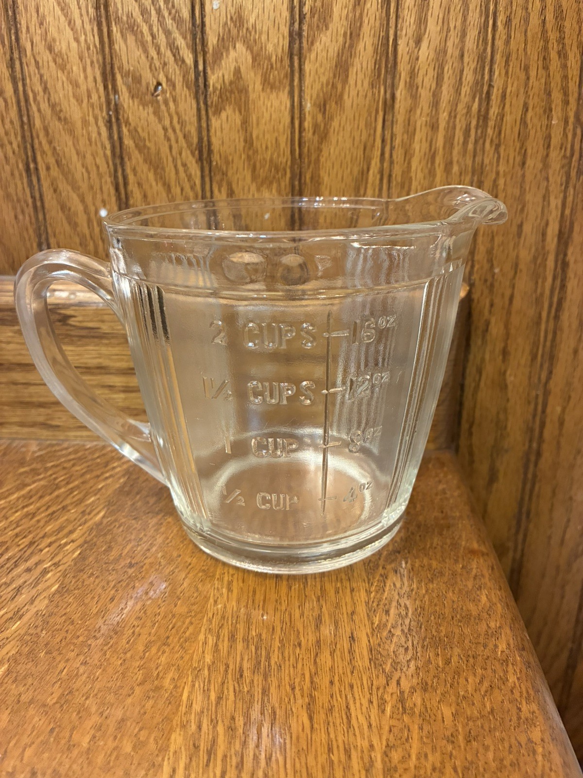 Vintage A&J Two Cup Ribbed Glass Measuring Cup Number 7218
