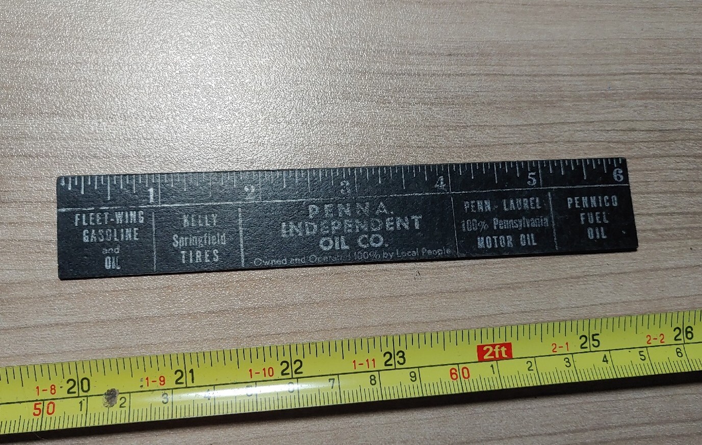 Vtg 1939 Pennsylvania Independent Oil Fleet-Wing Kelly Penn-Laurel Pennico Ruler