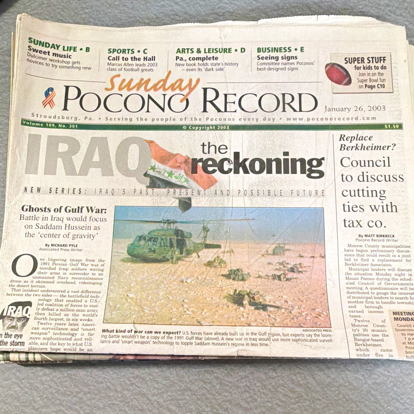 Vintage lot of 37 2003 Iraq War Pocono Record Newspapers Vintage lot of 37 2003 Iraq War Pocono Record Newspapers