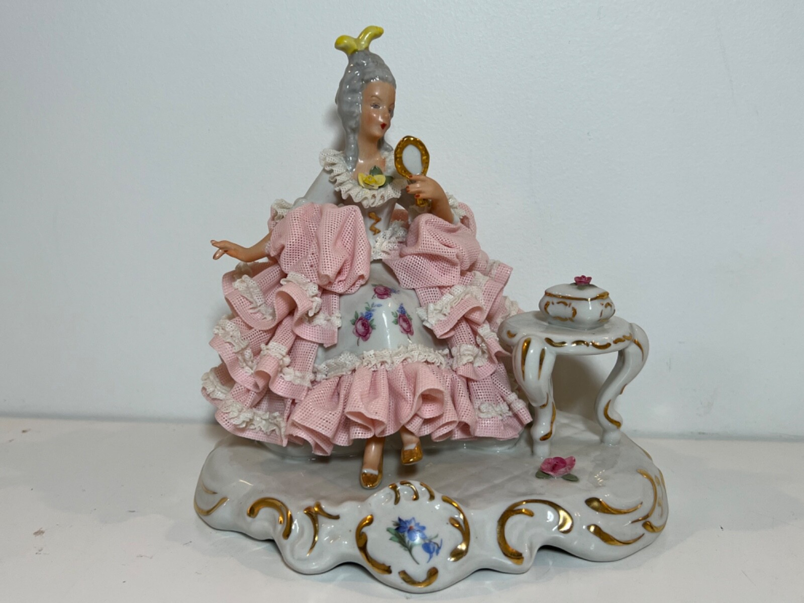 Vintage Sandizell Dresden Porcelain Lace Woman Figurine Vintage Sandizell Dresden Porcelain Lace Woman Figurine