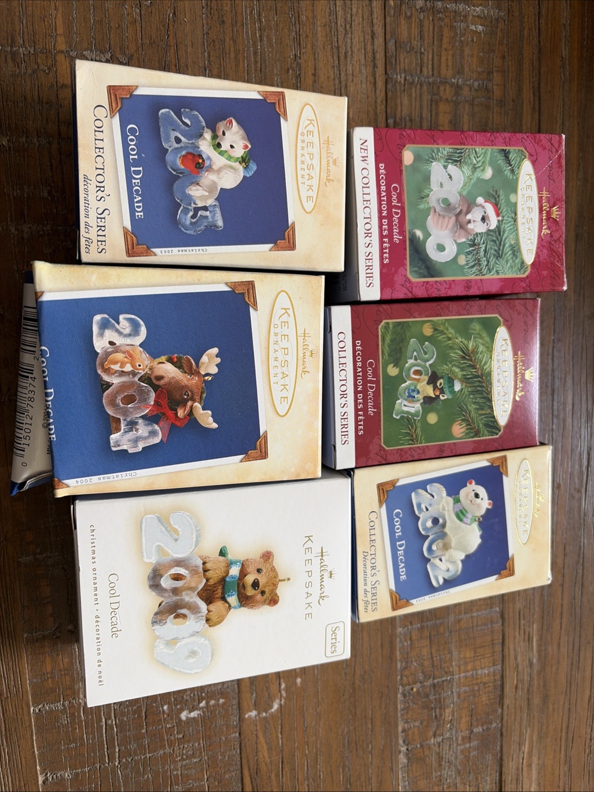 Vintage HALLMARK Lot of 6 COOL DECADE Ornaments  2000 - 2004 & 2009