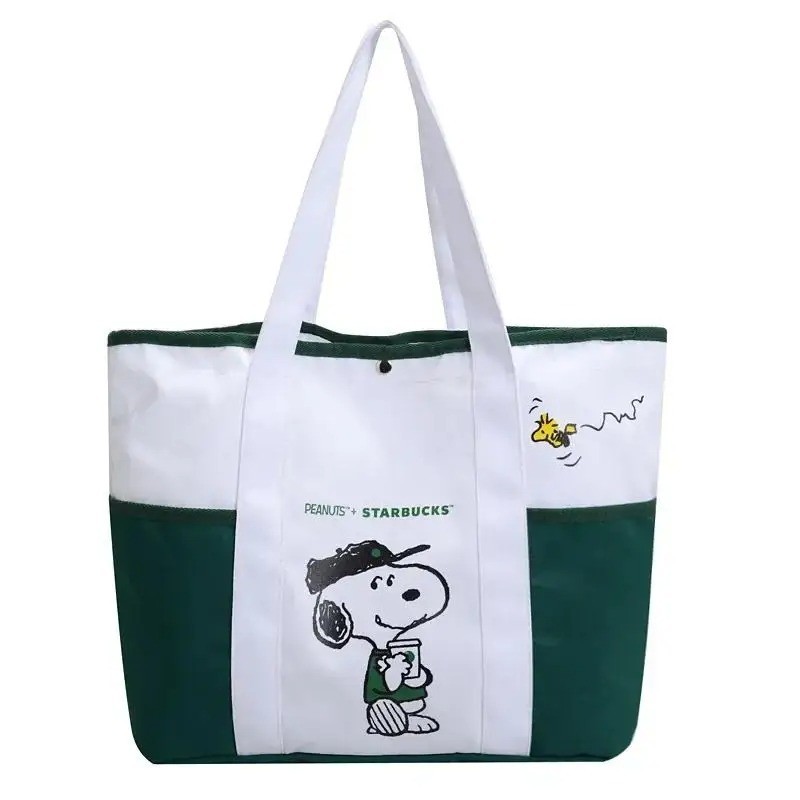 2025 New Starbucks Snoopy Tote Bag Shoulder Bag WHITE/GREEN Color-Free Shipping