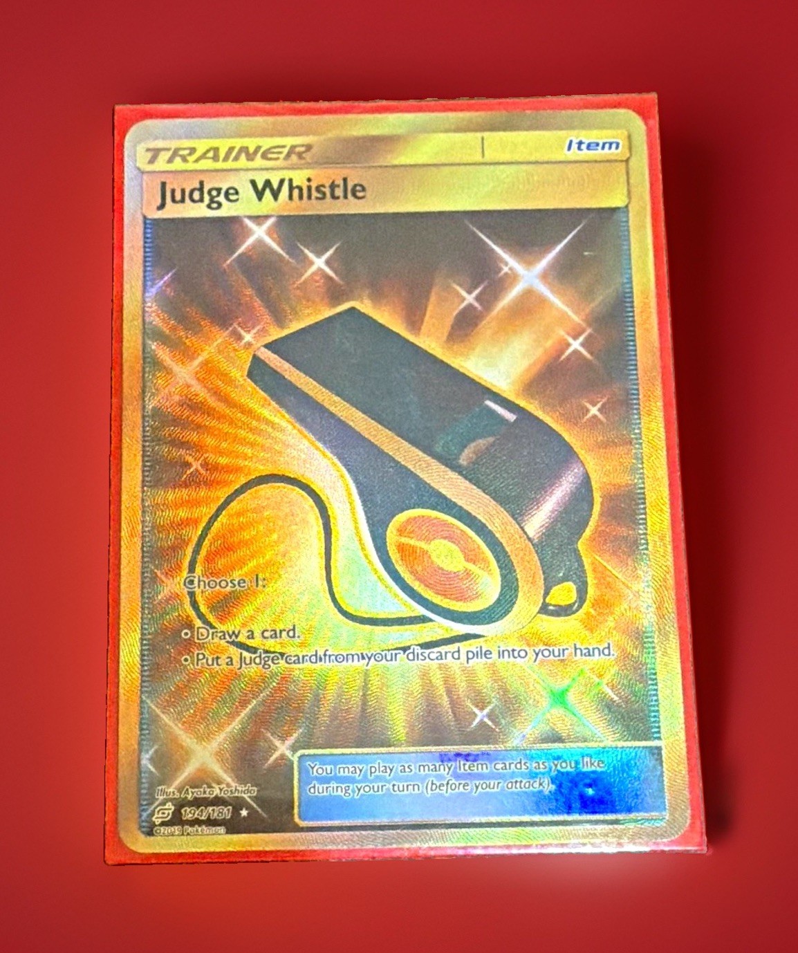 Pokémon Judge Whistle 194/181 Team Up Gold Secret Rare + 2 rev. holo + 9 lot 