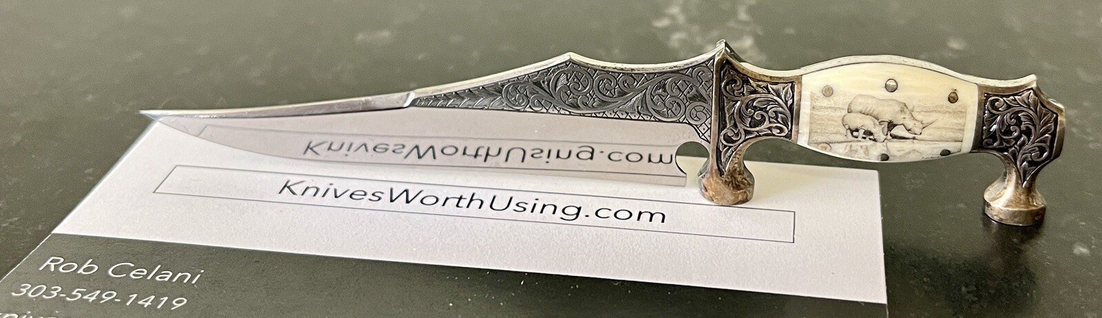 Beautiful James (Jim) Whitehead Custom Fixed Blade Knife Called The Rhino