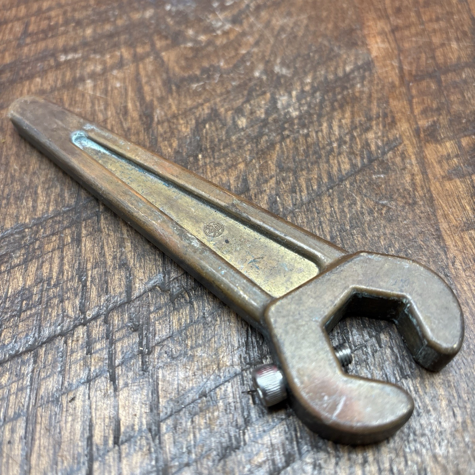 Vintage All Solid  Brass Non  Sparking  Gas Wrench With Locking Screw