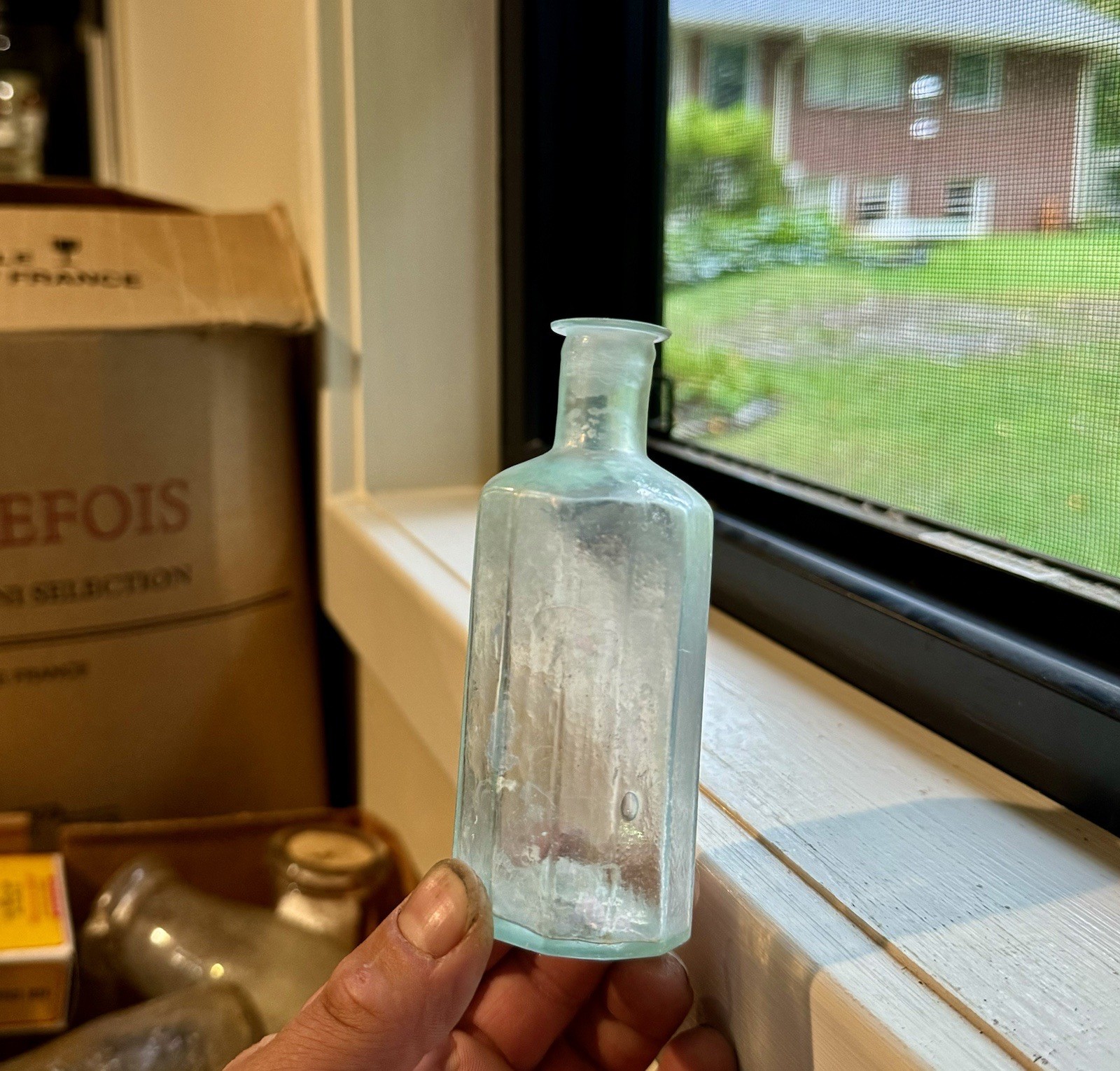 Early Antique Open Pontiled Medicine Bottle Paneled 1840s Era Privy Dug Patina Early Antique Open Pontiled Medicine Bottle Paneled 1840s Era Privy Dug Patina