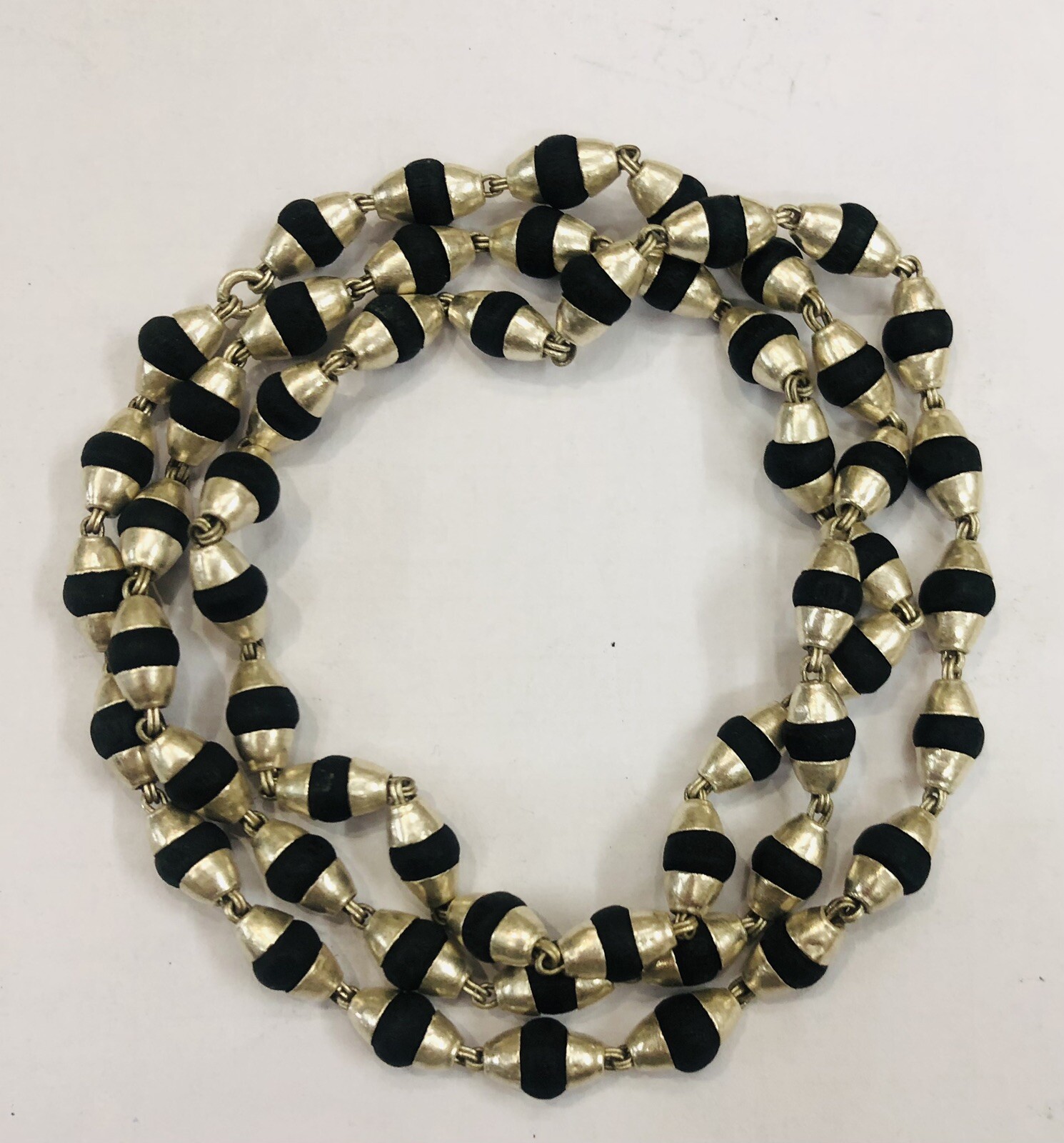 Black TULSI TULASI Mala with 925 Sterling Silver Caps 23 inch F/S Black TULSI TULASI Mala with 925 Sterling Silver Caps 23 inch F/S