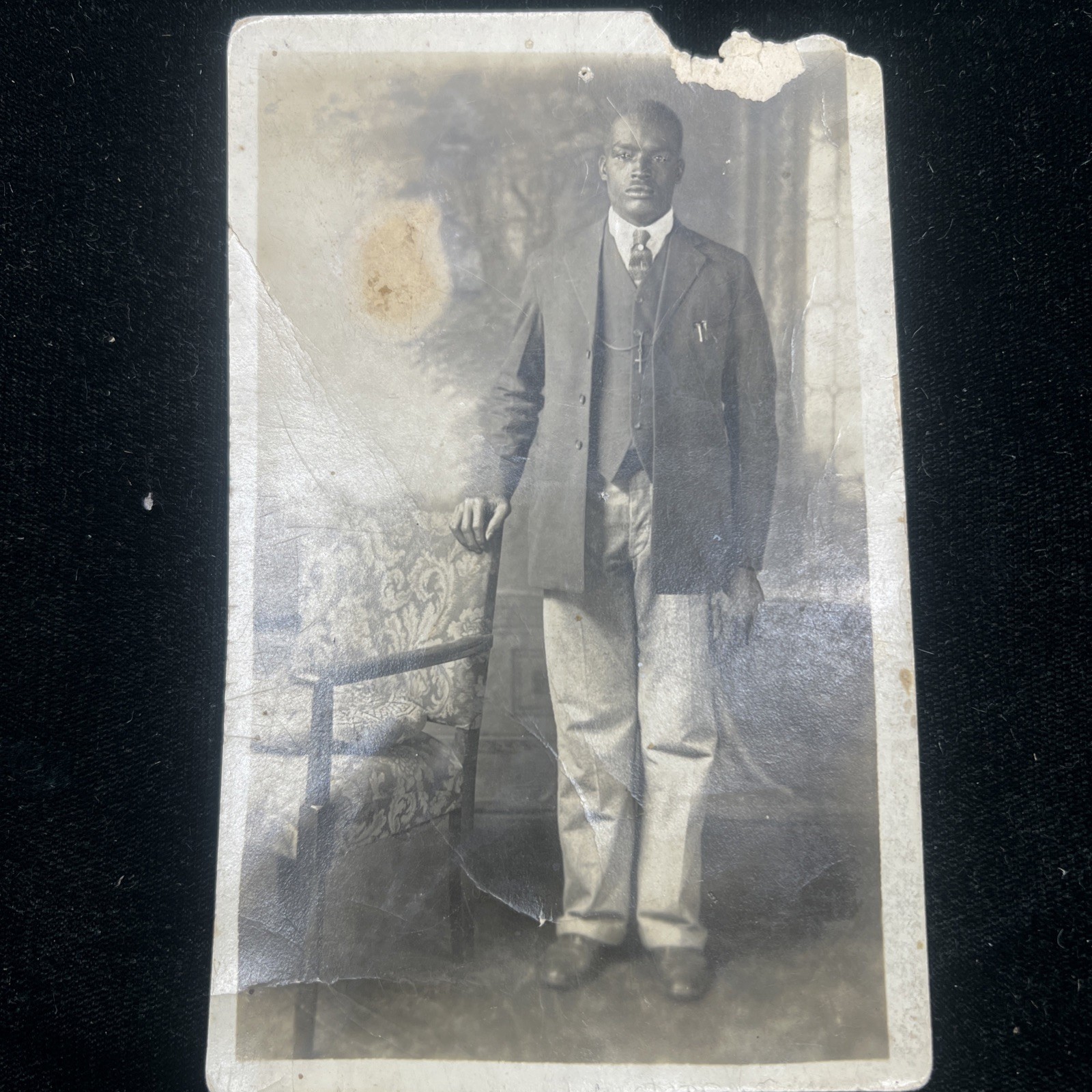 RPPC HANDSOME AFRICAN AMERICAN MAN POSTCARD James Robertson Virginia Suit