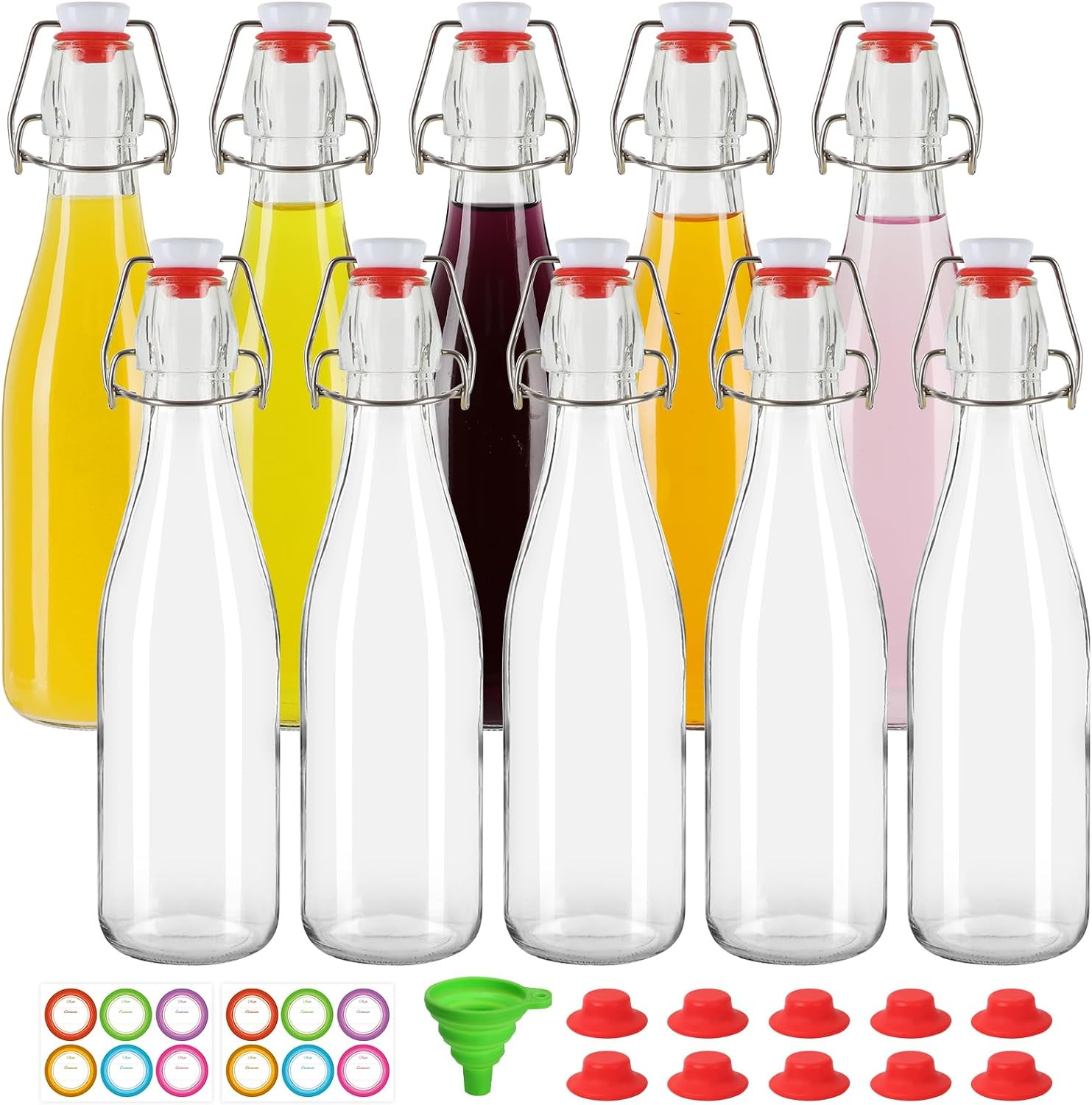 12 Oz 10 Pack Swing Top Glass Bottles, Flip Top Brewing Bottle with Airtight 12 Oz 10 Pack Swing Top Glass Bottles, Flip Top Brewing Bottle with Airtight