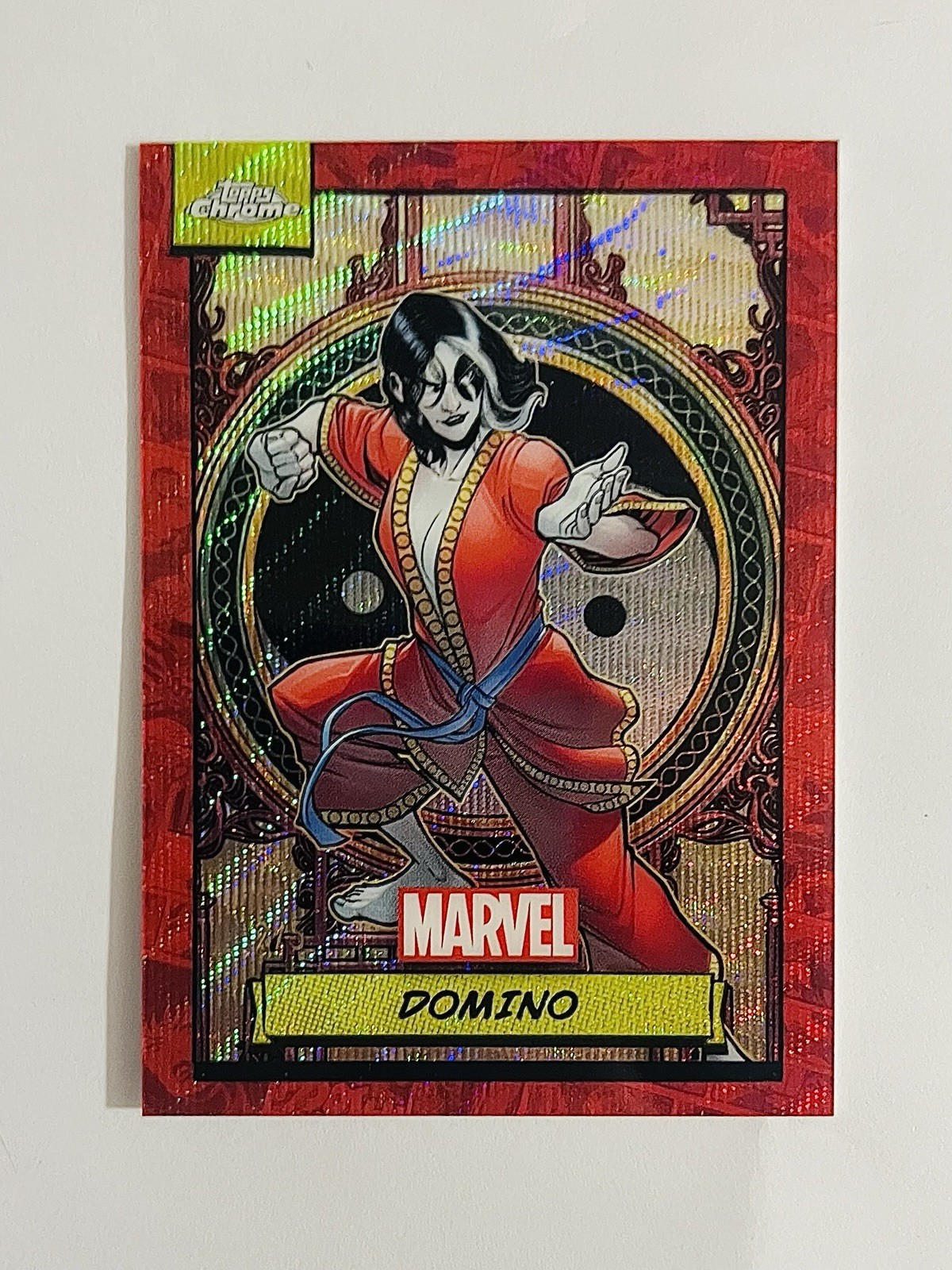 2024 Topps Chrome Marvel #67 Domino Red Wave Refractor /5