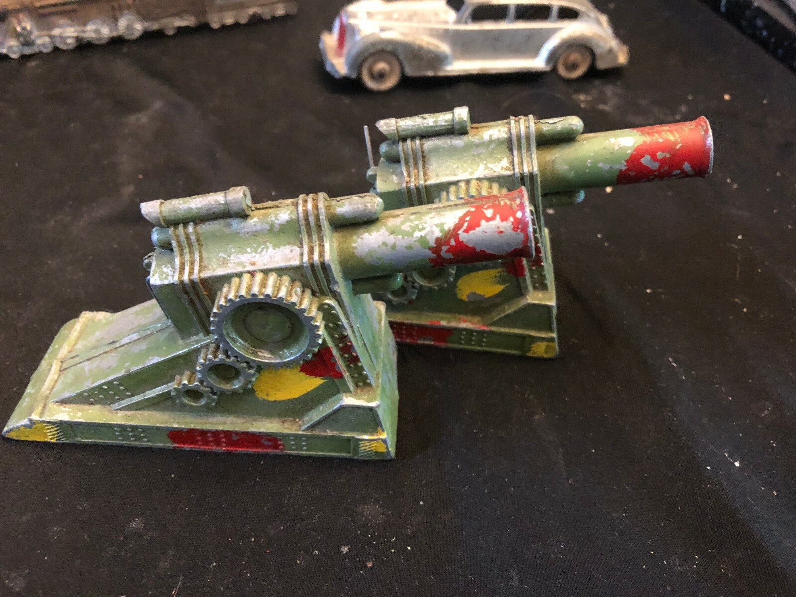 Vintage Pre War WWII Diecast Medal Artillery Gun Lot of 2