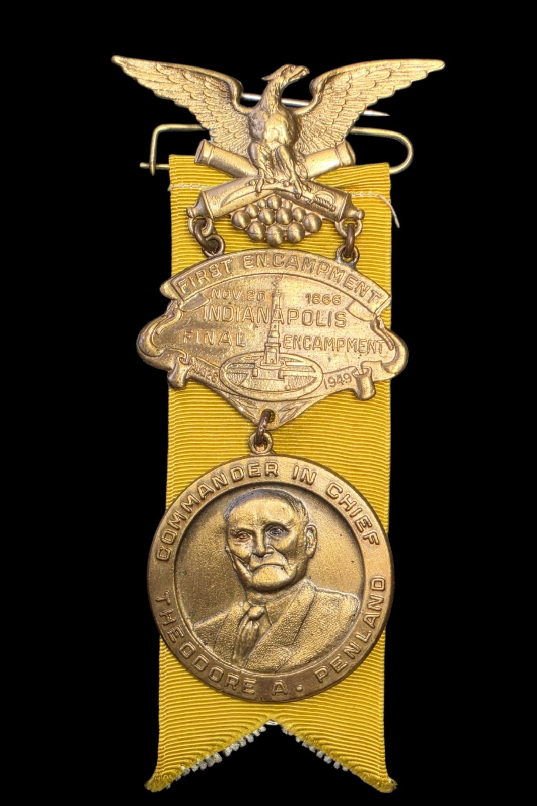 Rare 1949 GAR Final National Encampment Badge Ribbon Indianapolis Civil War