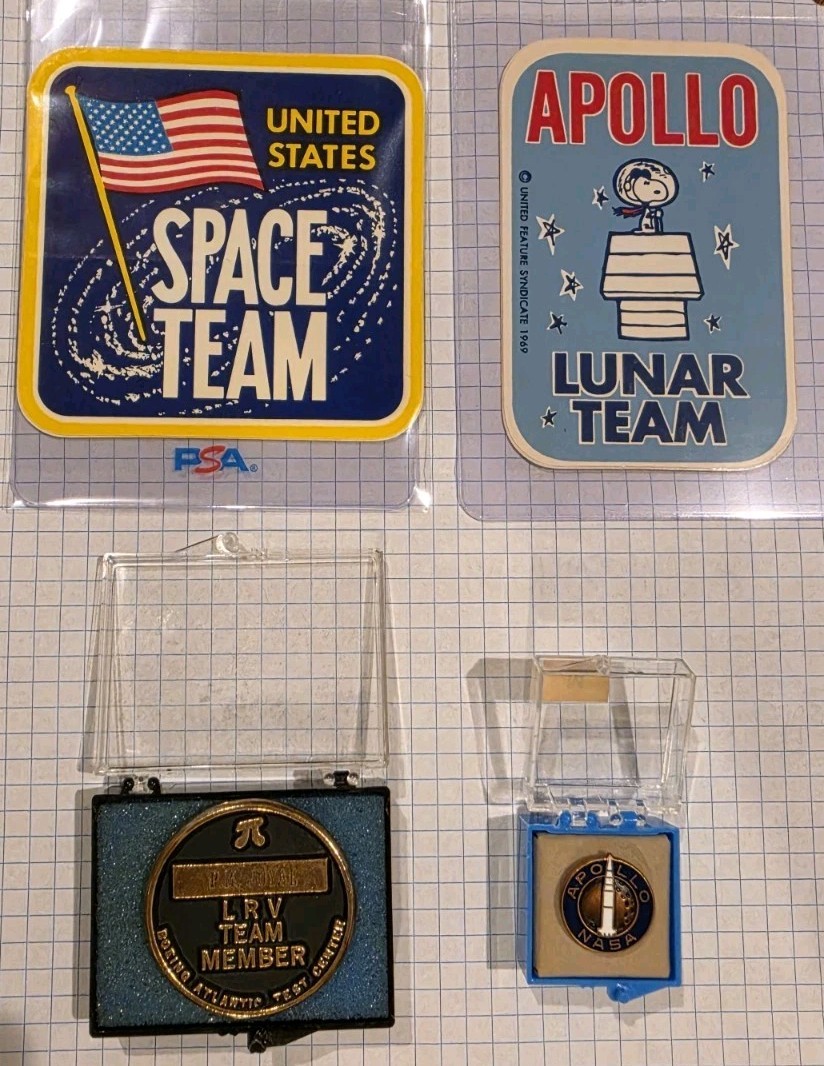NASA Apollo enamel lapel Comerative Coin Team Stickers Paul M. Joyal Collection 