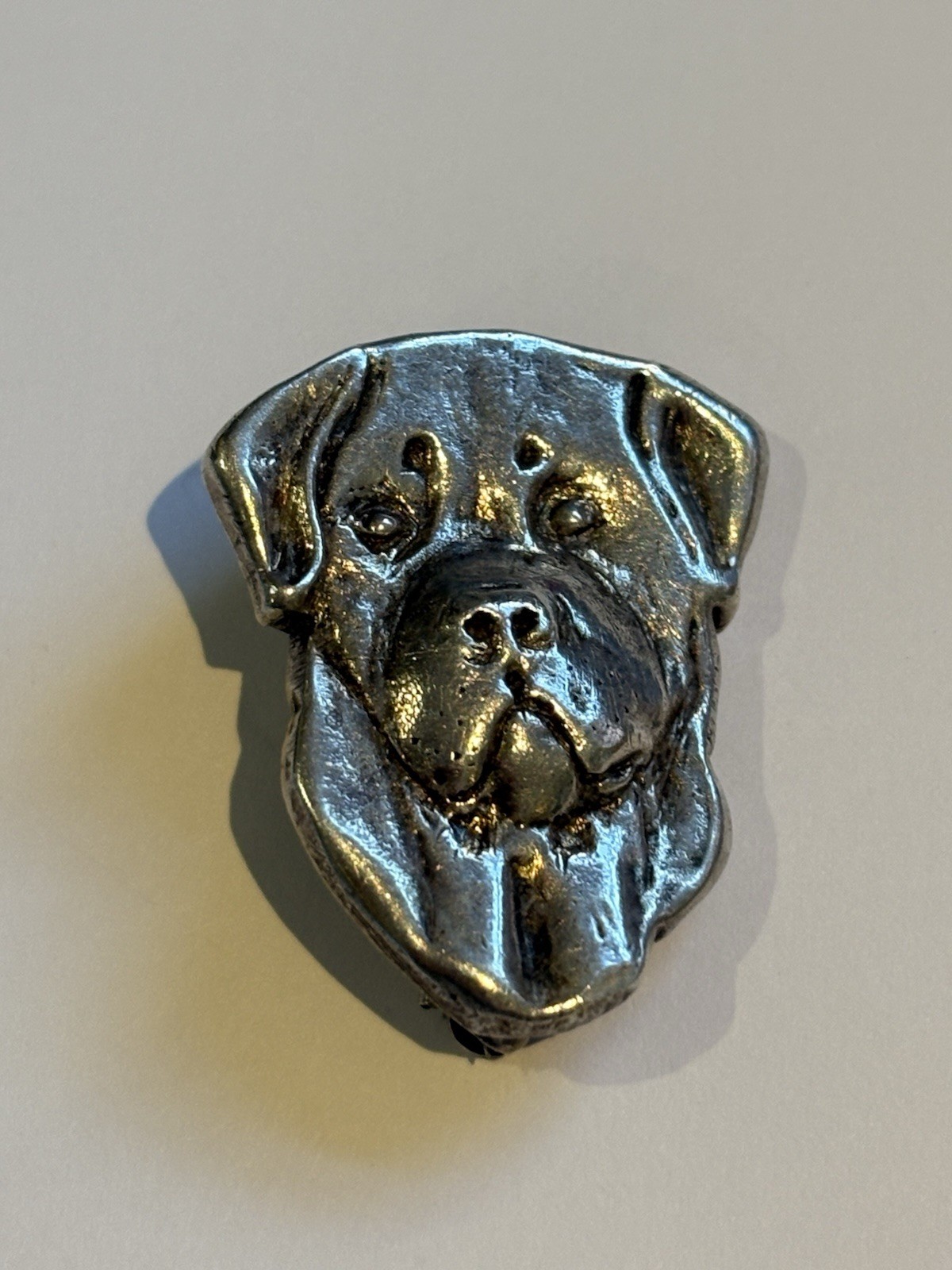Vintage Sterling Silver Rottweiler Dog Brooch Pin - Hallmarked 925 Maker GM