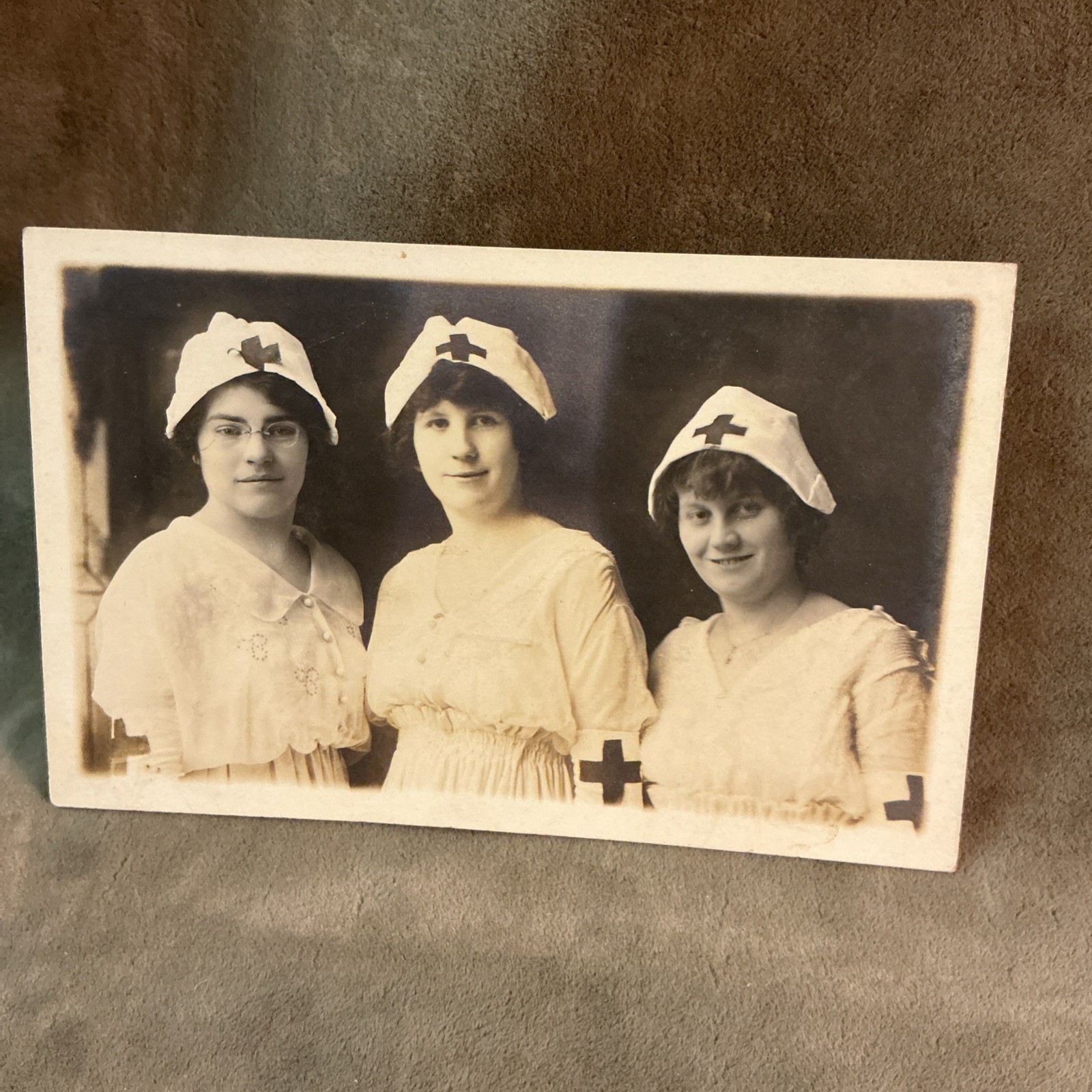 WWI Era influenza pandemic 1918 Women In Nurse Uniform Costume RPPC Postcard