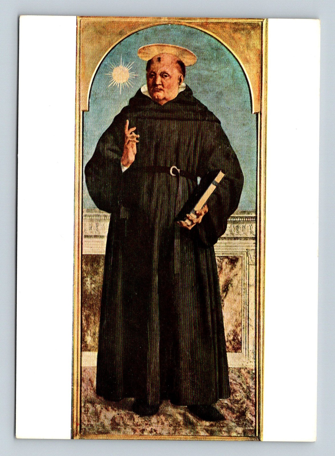 Italy 1950s Italian Renaissance Art; Saint Nicholas of Tolentino by Piero del... Italy 1950s Italian Renaissance Art; Saint Nicholas of Tolentino by Piero del...