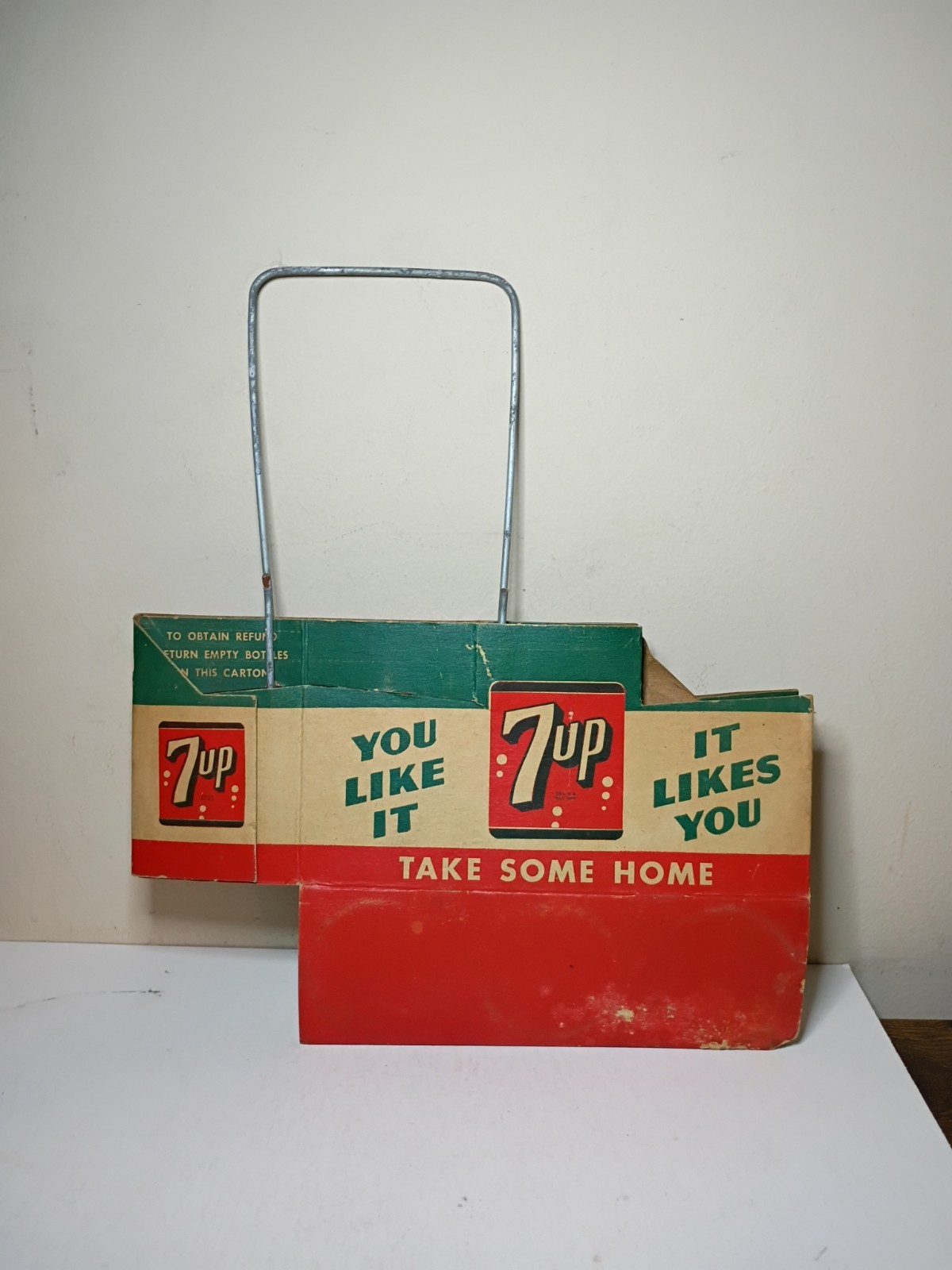 VINTAGE 1950\'s 7UP SODA ADVERTISING 6 PACK BOTTLE CARRIER CADDY Syracuse NY