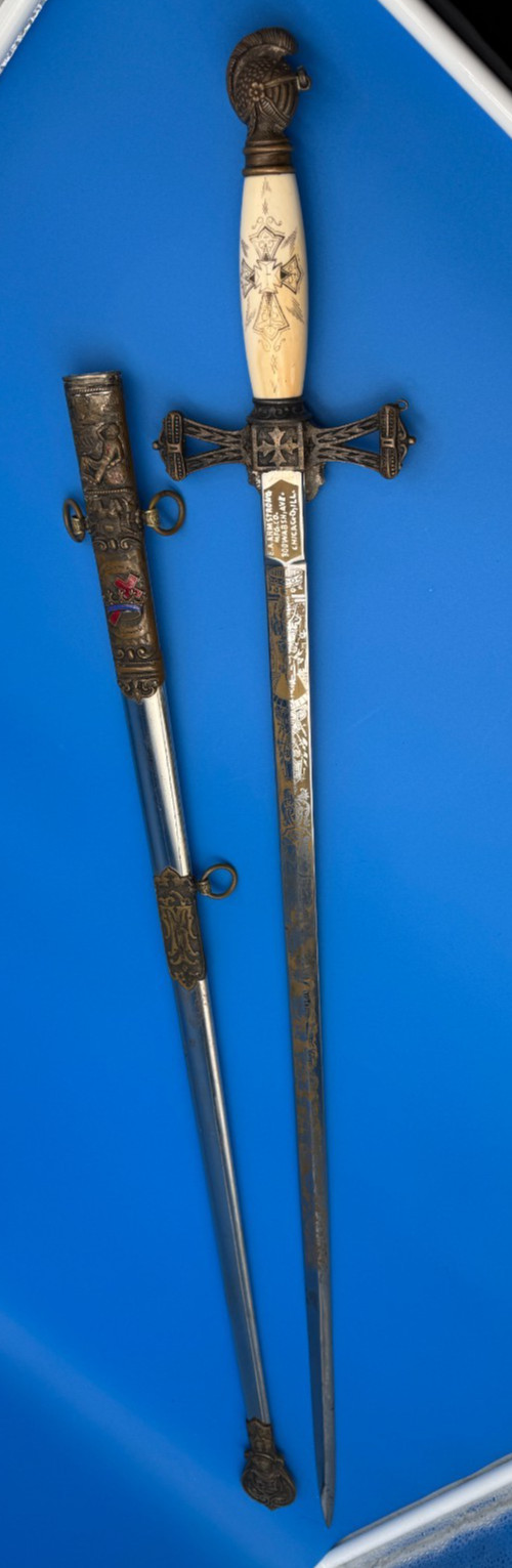 Knight Templar Sword E.A. Armstrong 1892 1894 RARE Antique Masonic