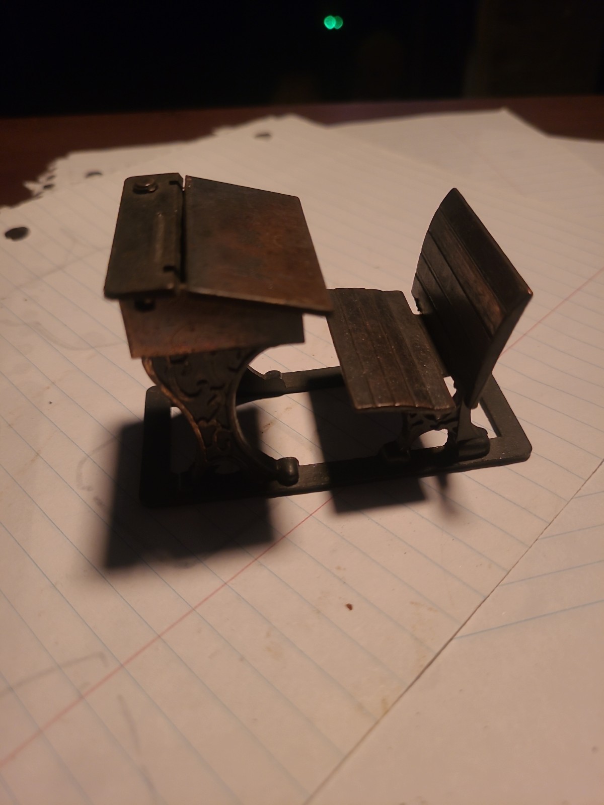 Vintage 1970’s Durham Industries New York Die-cast Metal Miniature School Desk Vintage 1970’s Durham Industries New York Die-cast Metal Miniature School Desk