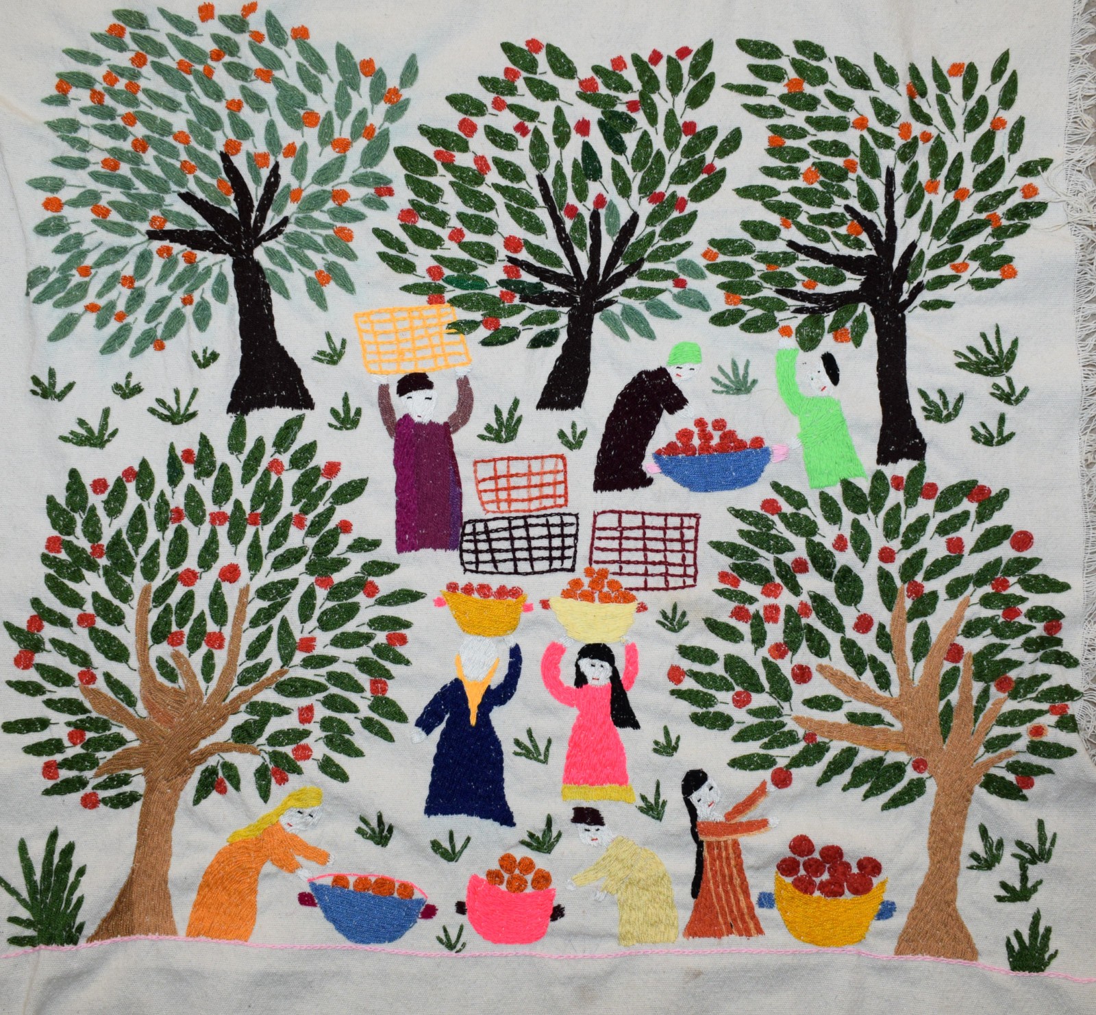 Egyptian Folk Art hand embroidered Tapestry Akhmim Textile Boho Wall Decor