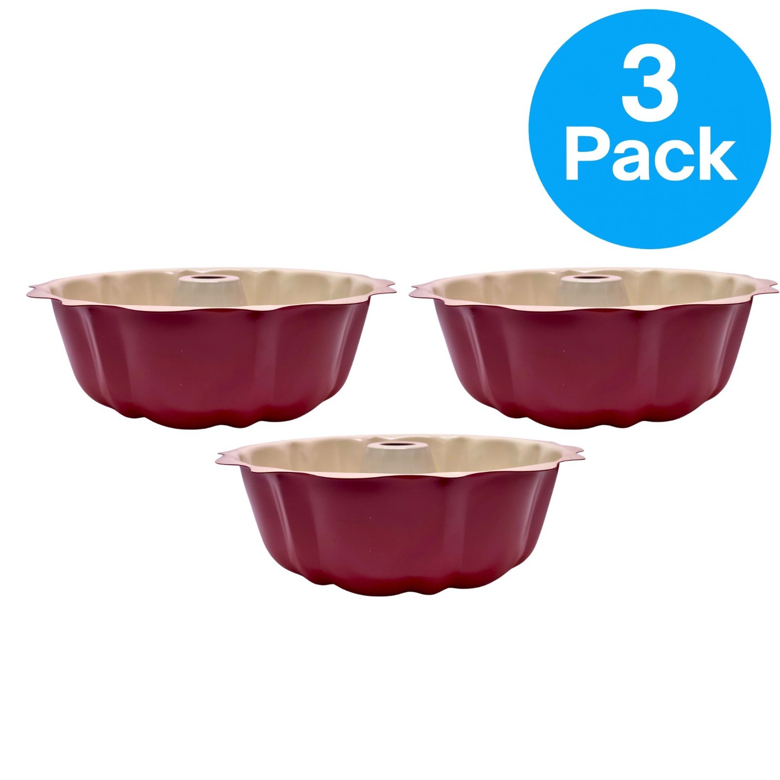 GoodCook Everyday Nonstick Fluted Cake Pan Red 10.5 Cup 3 Pack Bundle GoodCook Everyday Nonstick Fluted Cake Pan Red 10.5 Cup 3 Pack Bundle