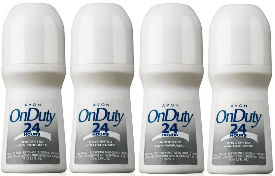 Avon 24Hour Unscented Antiperspirant Roll-on Deodorant 2.6oz (PACK OF 4)
